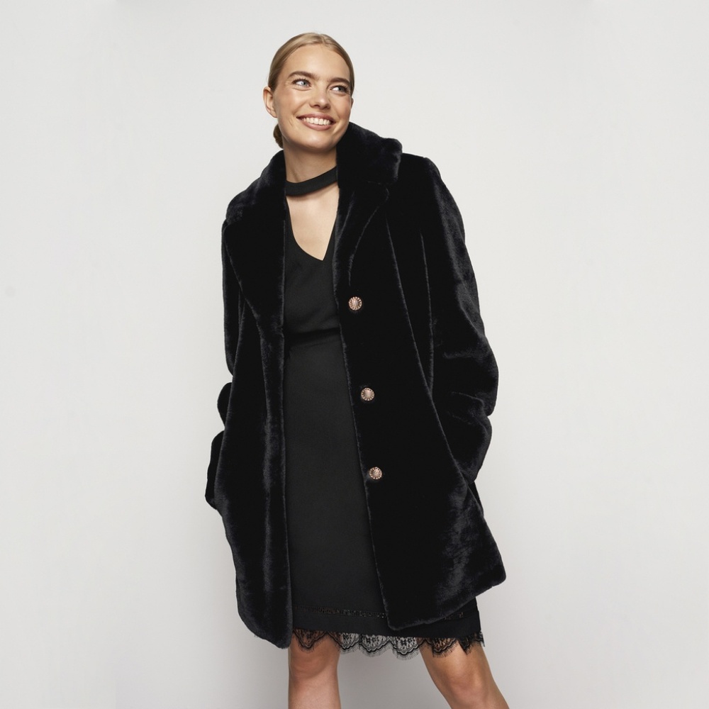 Karl Lagerfeld Paris Faux Fur Sheared Mink Coat